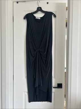 Sleeveless Black Maxi Dress with Front Knot